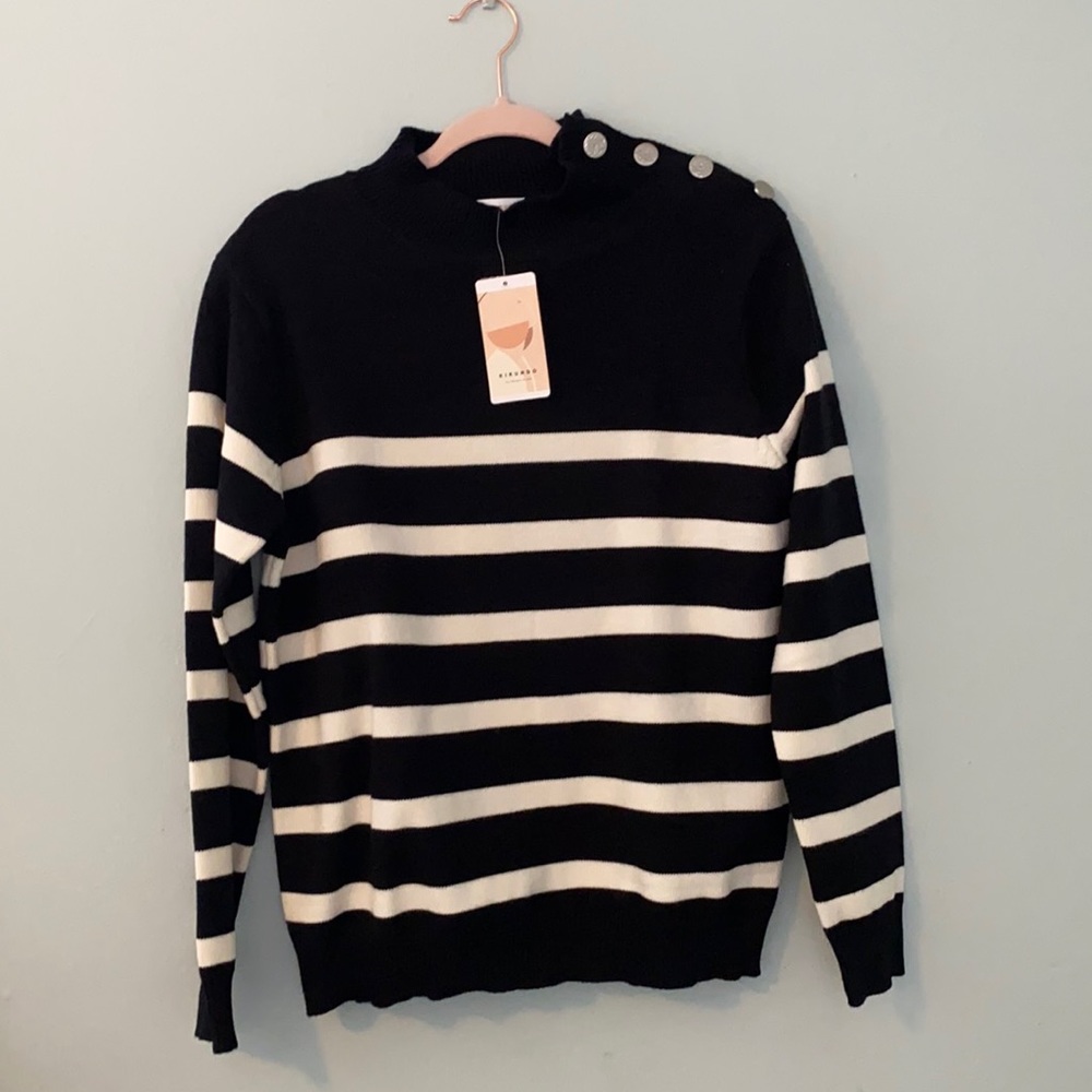 Black and white strip sweater